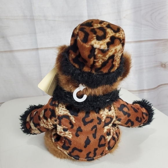 Vintage Dankin Brown Teddy Bear Wearing Leopard Animal Print Outfit 11" Plush - Picture 5 of 9
